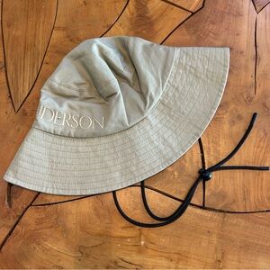 NEW JW Anderson Logo Embroidered Wide Brim Bucket Hat Fisherman Tan